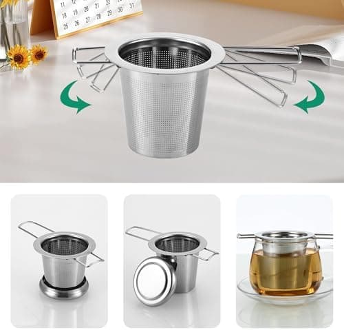 Teesieb Edelstahl 2 Stück Losenteesieb Tasse Filter Klappgriff Deckelóż