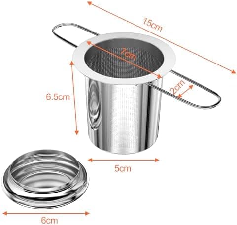 2 Stück Edelstahl 304 Teesieb für Losen Tee mit Klappbarem Griff und Deckel
| Wiederverwendbar Teefilter mit Feinmasche