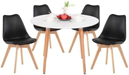 H.J WeDoo Skandinavisches Esszimmer Esstisch Set mit 4 Stühlen Eiscreme-Grün 100cm