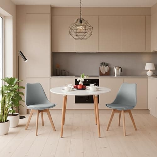 H.J WeDoo Skandinavisches Esszimmer Esstisch Set mit 4 Stühlen Eiscreme-Grün 100cm