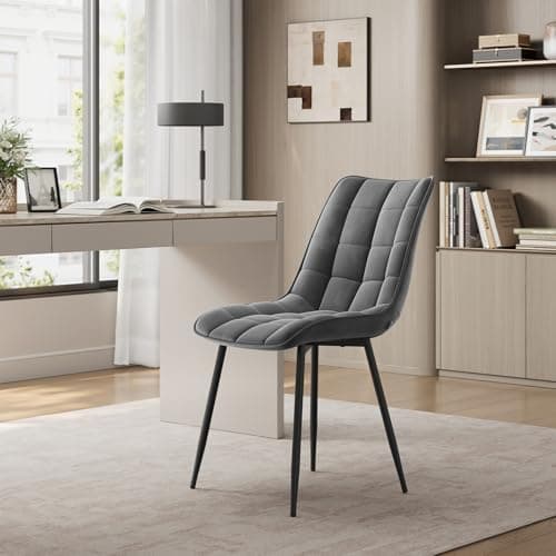 WOLTU Esszimmerstühle 2er Set, gepolstert mit Samt, für Wohn- und Esszimmer, Hochlastige Küchenstühle, Dunkelgrau