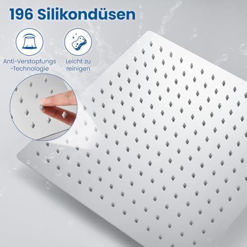 Auralum Regendusche Duschkopf 12 Zoll, edelstahlige Selbstreinigende Düsen, 360° Verstellbar, Chrom Recycled Claim Stand