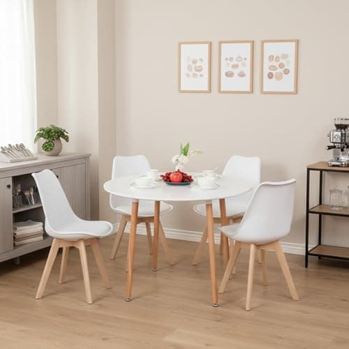 H.J WeDoo Skandinavisches Esszimmer Esstisch Set mit 4 Stühlen Eiscreme-Grün 100cm
