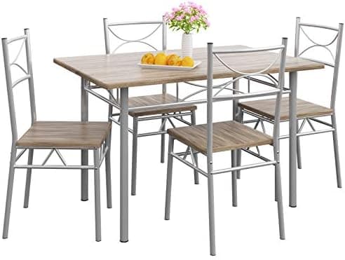 Casaria® Esstisch mit 4 Stühlen Holz 5-TLG Set Industrial Paul Weiß  
Casaria® Industrial Esszimmer Möbel Holz 4 Stühle