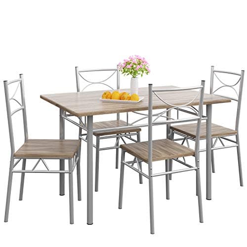 Casaria® Esstisch mit 4 Stühlen Holz 5-TLG Set Industrial Paul Weiß  
Casaria® Industrial Esszimmer Möbel Holz 4 Stühle