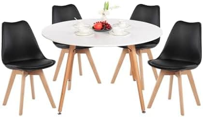 H.J WeDoo Skandinavisches Esszimmer Esstisch Set mit 4 Stühlen Eiscreme-Grün 100cm