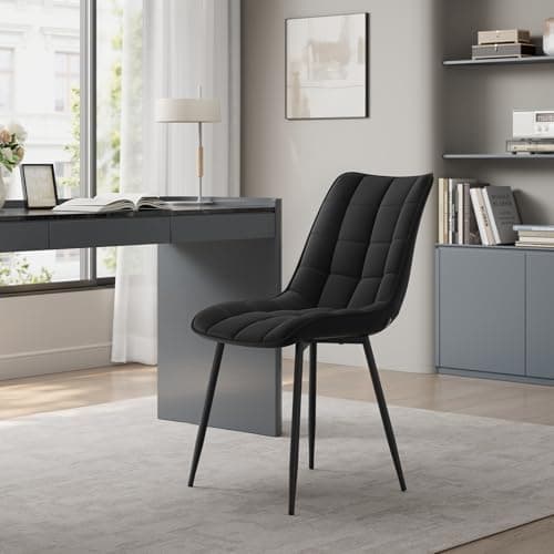 WOLTU Esszimmerstühle 2er Set, gepolstert mit Samt, für Wohn- und Esszimmer, Hochlastige Küchenstühle, Dunkelgrau
