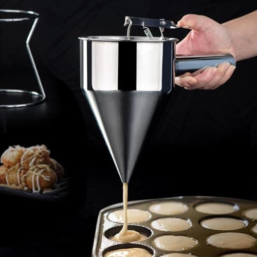 Edelstahl-Trichter Kuchenspender für Cupcakes, Takoyaki und andere Backwaren mit Ständer (0,6L)
| Edelstahl-Trichter Ku