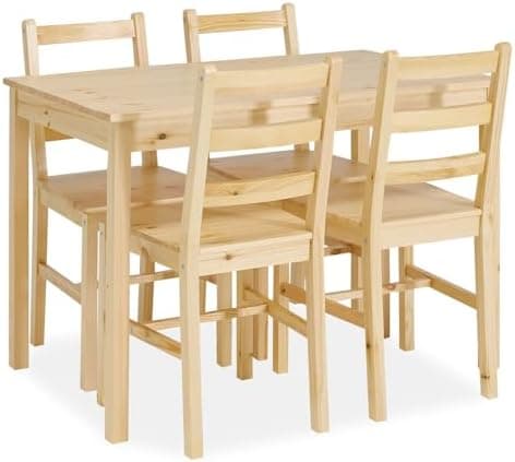 Homestyle4u Esstisch mit 4 Stühlen - Natur Kiefer, Küche Esszimmer, Artikel 3062