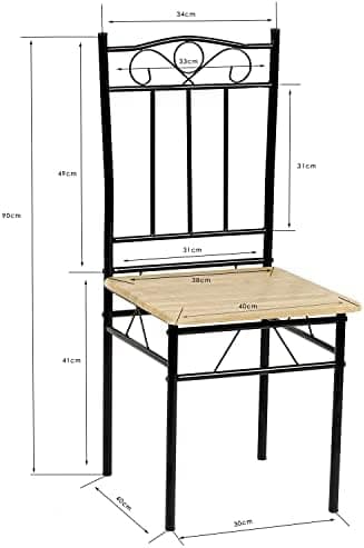 Esszimmer-Set mit Esstisch und 4 Stühlen, Buchenholzmaserung, weiße Metallbeine, perfekt für Esszimmer und Küche, präch