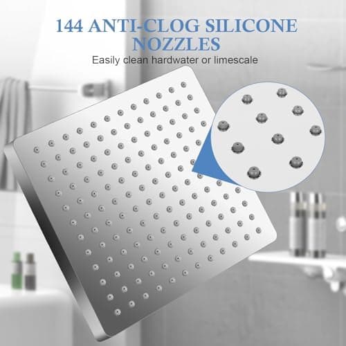 AiQInu 8-Zoll Runder Duschkopf Regendusche - Wassersparend, Anti-Kalk-Düsen, Edelstahl-Wasserfall-Duschkopf - Global Rec