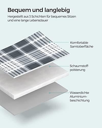 SONGMICS Wasserdichte Picknickdecke, groß, für Camping und Strand, grau-weiß GCM60GW