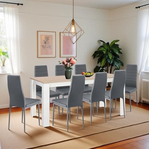 Esszimmergruppe mit 4 Stühlen Esstisch Hochlehner Kunstleder Sitzgruppe für Familie
| 110cm Eiche-Schwarz Tisch + 4 Sch