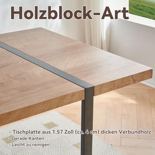 NORDICANA Grauer Esstisch Set 4er Stühle, Rechteckig MDF-Holztisch + Polsterstuhl Samtbezug, für Küche, Büro, Balkon, Re
