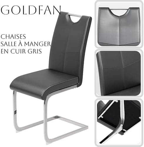Goldfan Esstisch Set für Küche, Esszimmer & Wohnzimmer (110cm, Schwarz) mit Kunstleder Stühlen
| Goldfan Rechteckiger G