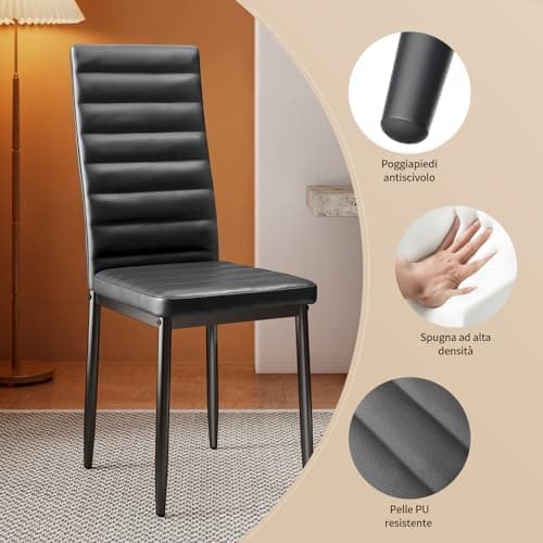 Bealife Esszimmer Set Esstisch 4 Stühle Schwarz