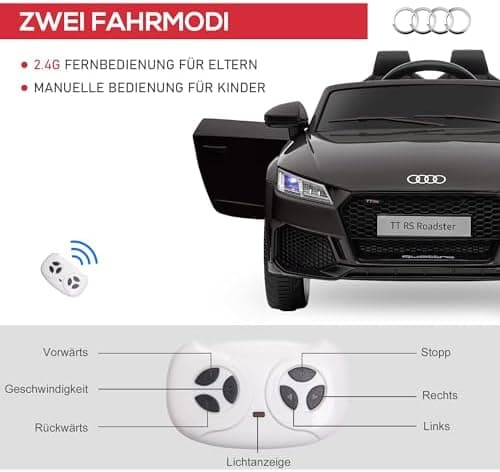 HOMCOM Kinder Elektroauto für 3-5 Jährige mit 2,4 G Fernbedienung, Rot
