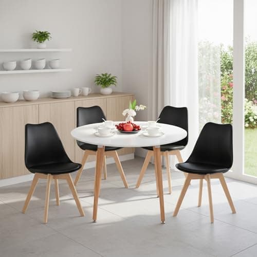 H.J WeDoo Skandinavisches Esszimmer Esstisch Set mit 4 Stühlen Eiscreme-Grün 100cm