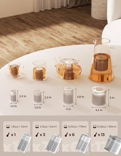 Reinmoson Edelstahl Teesieb für Losen Tee – 5 x 7,1 cm Gewürzei Teeei Groß mit extra feinem Netz – Schwarztee, Rooibos,