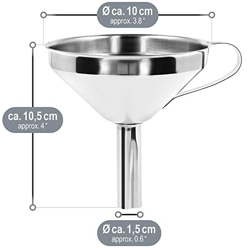 com-four® 2-teiliges Trichter Set aus Edelstahl 304 - Ideals für Marmeladefüllung bei Kochen - Einfülltrichter mit Sieb