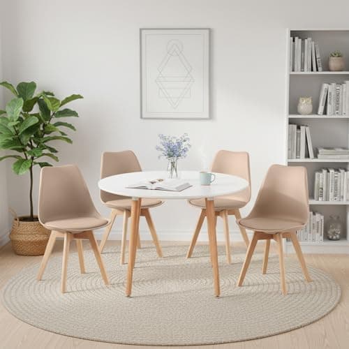 H.J WeDoo Skandinavisches Esszimmer Esstisch Set mit 4 Stühlen Eiscreme-Grün 100cm