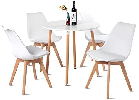 H.J WeDoo Skandinavisches Esszimmer Esstisch Set mit 4 Stühlen Eiscreme-Grün 100cm