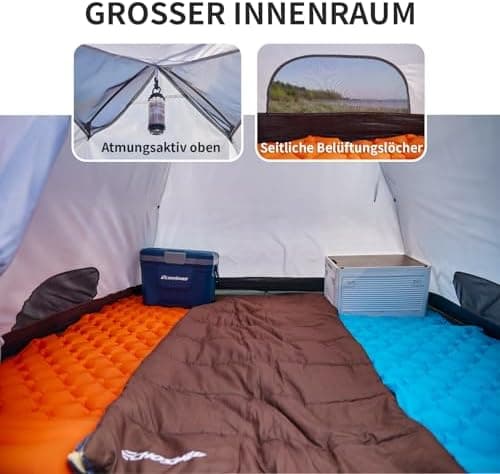 EchoSmile Wasserdicht 3-4 Personen Camping Zelt 5000mm, Ultraleicht für Jahreszeiten-Trekking und Festival-Spiele