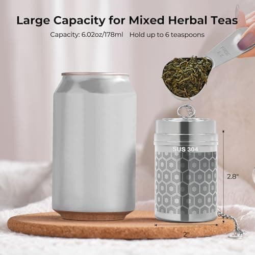 Reinmoson Edelstahl Teesieb für Losen Tee – 5 x 7,1 cm Gewürzei Teeei Groß mit extra feinem Netz – Schwarztee, Rooibos,