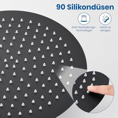 Auralum Regendusche Duschkopf 12 Zoll, edelstahlige Selbstreinigende Düsen, 360° Verstellbar, Chrom Recycled Claim Stand