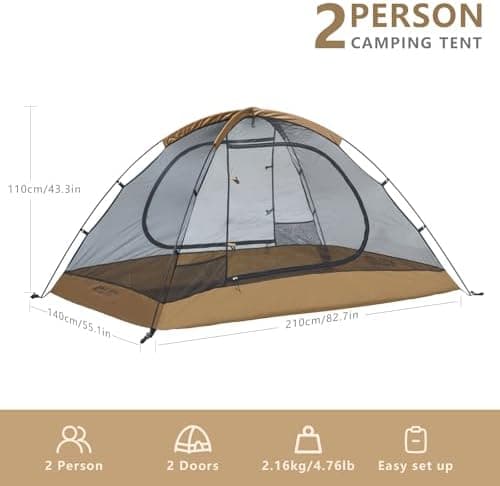 BISINNA 2-Personen-Trekkingzelt | Ultraleicht Wasserdicht & Winddicht | Ideal für Camping & Wandern, beeindruckender Bli