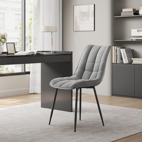 WOLTU Esszimmerstühle 2er Set, gepolstert mit Samt, für Wohn- und Esszimmer, Hochlastige Küchenstühle, Dunkelgrau