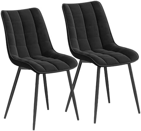 WOLTU Esszimmerstühle 2er Set, gepolstert mit Samt, für Wohn- und Esszimmer, Hochlastige Küchenstühle, Dunkelgrau