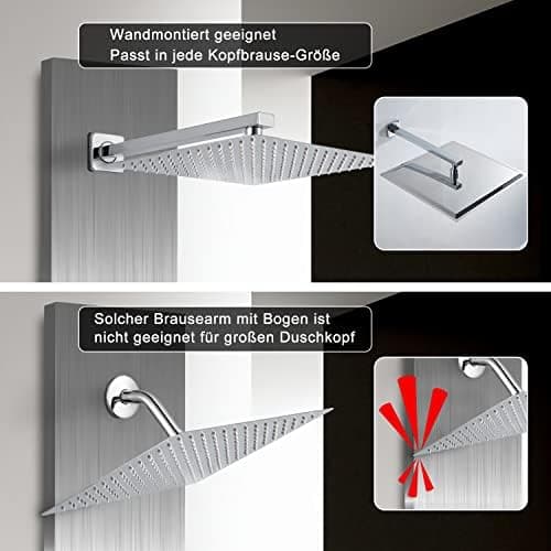JOHO Edelstahl Regendusche Duschkopf, Quadratisch 12 Zoll Anti-Kalk-Düsen, für Badezimmer und Wellnesszimmer mit Chromtö