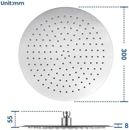 Auralum Regendusche Duschkopf 12 Zoll, edelstahlige Selbstreinigende Düsen, 360° Verstellbar, Chrom Recycled Claim Stand
