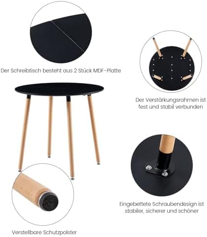 H.J WeDoo Skandinavisches Esszimmer Esstisch Set mit 4 Stühlen Eiscreme-Grün 100cm