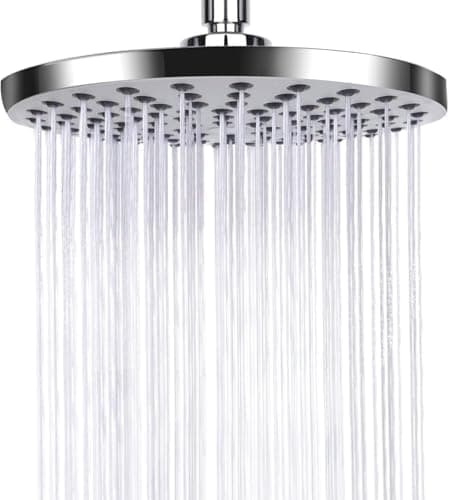 AiQInu 8-Zoll Runder Duschkopf Regendusche - Wassersparend, Anti-Kalk-Düsen, Edelstahl-Wasserfall-Duschkopf - Global Rec
