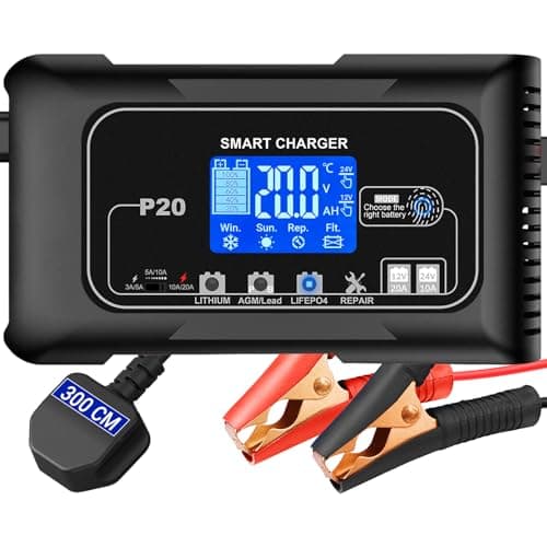 HTRC Ladegerät Autobatterie 12V/15A & 24V/10A - Batterieladegerät für KFZ - Auto, Motorrad, Rasenmäher, Boot | Lithium,
