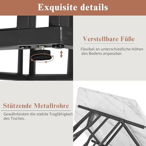 HAUSPROFI Küchen Esstisch Set für Küche Esszimmer Wohnzimmer - 5-teiliges Sechseckiges Esstisch Set mit 4 Stühlen (Grau