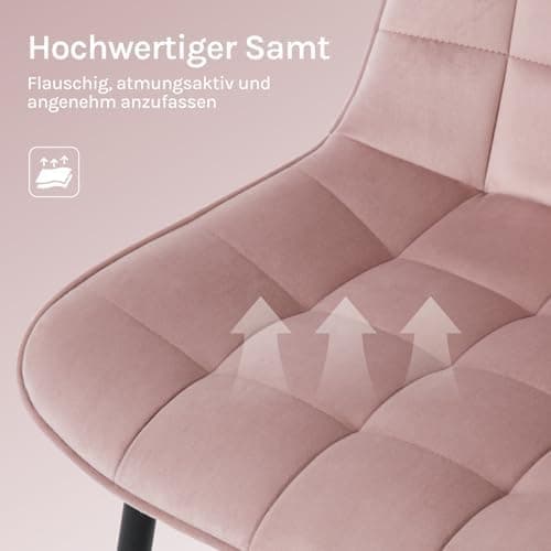 WOLTU Esszimmerstühle 2er Set, gepolstert mit Samt, für Wohn- und Esszimmer, Hochlastige Küchenstühle, Dunkelgrau