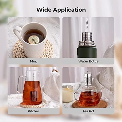 Reinmoson Edelstahl Teesieb für Losen Tee – 5 x 7,1 cm Gewürzei Teeei Groß mit extra feinem Netz – Schwarztee, Rooibos,
