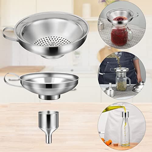 HAUSPROFI Edelstahl Trichterset - 3 Größen für Edles Einmachen - Spülmaschinenfest Küchentrichter Heber & Filter Set