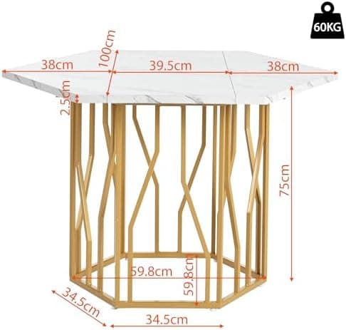 HAUSPROFI Küchen Esstisch Set für Küche Esszimmer Wohnzimmer - 5-teiliges Sechseckiges Esstisch Set mit 4 Stühlen (Grau