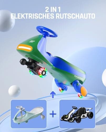 FanttikRide N7 Pro Kinder Elektroauto - Elektrisches Rutschauto für 3-7Jährige - Bluetooth, Pedal, Typ-C Aufladung, Leuc