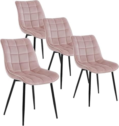 WOLTU Esszimmerstühle 2er Set, gepolstert mit Samt, für Wohn- und Esszimmer, Hochlastige Küchenstühle, Dunkelgrau