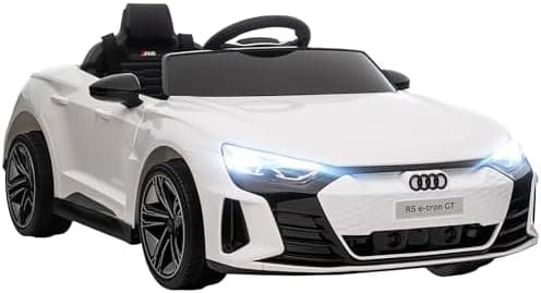 HOMCOM Kinder Elektroauto Weiß für 3-5 Jahrealte Kinder mit 2 Motor, 2,4 GHz Fernbedienung und Sanftstart