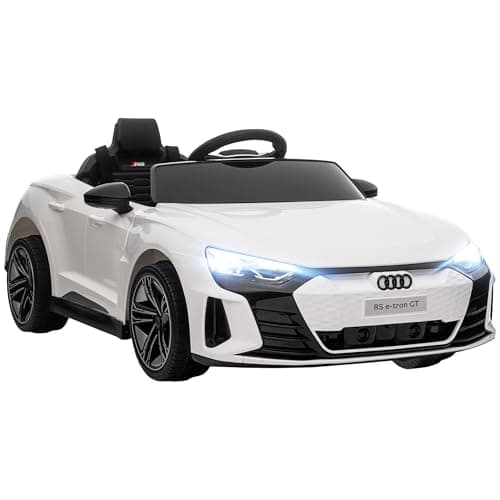 HOMCOM Kinder Elektroauto Weiß für 3-5 Jahrealte Kinder mit 2 Motor, 2,4 GHz Fernbedienung und Sanftstart