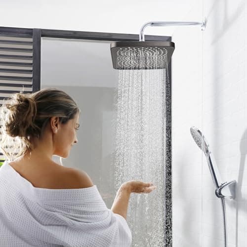 10 Zoll Regendusche mit Verstellbarer Brausekopf für Baden im Haus - Edelstahl 304, Antikalkdüsen & Polierter Regendusc