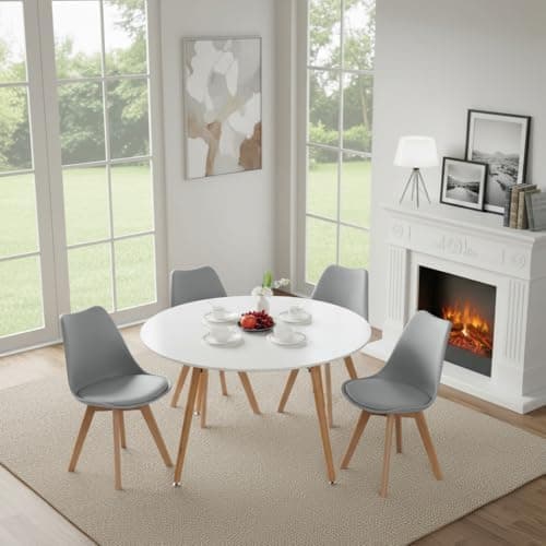 H.J WeDoo Skandinavisches Esszimmer Esstisch Set mit 4 Stühlen Eiscreme-Grün 100cm