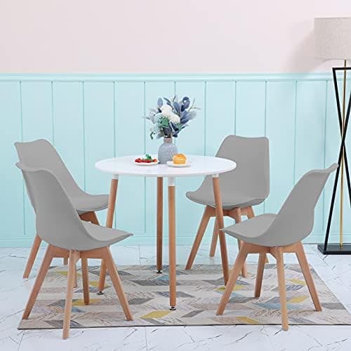 H.J WeDoo Skandinavisches Esszimmer Esstisch Set mit 4 Stühlen Eiscreme-Grün 100cm