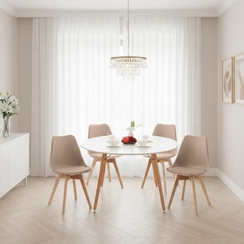 H.J WeDoo Skandinavisches Esszimmer Esstisch Set mit 4 Stühlen Eiscreme-Grün 100cm